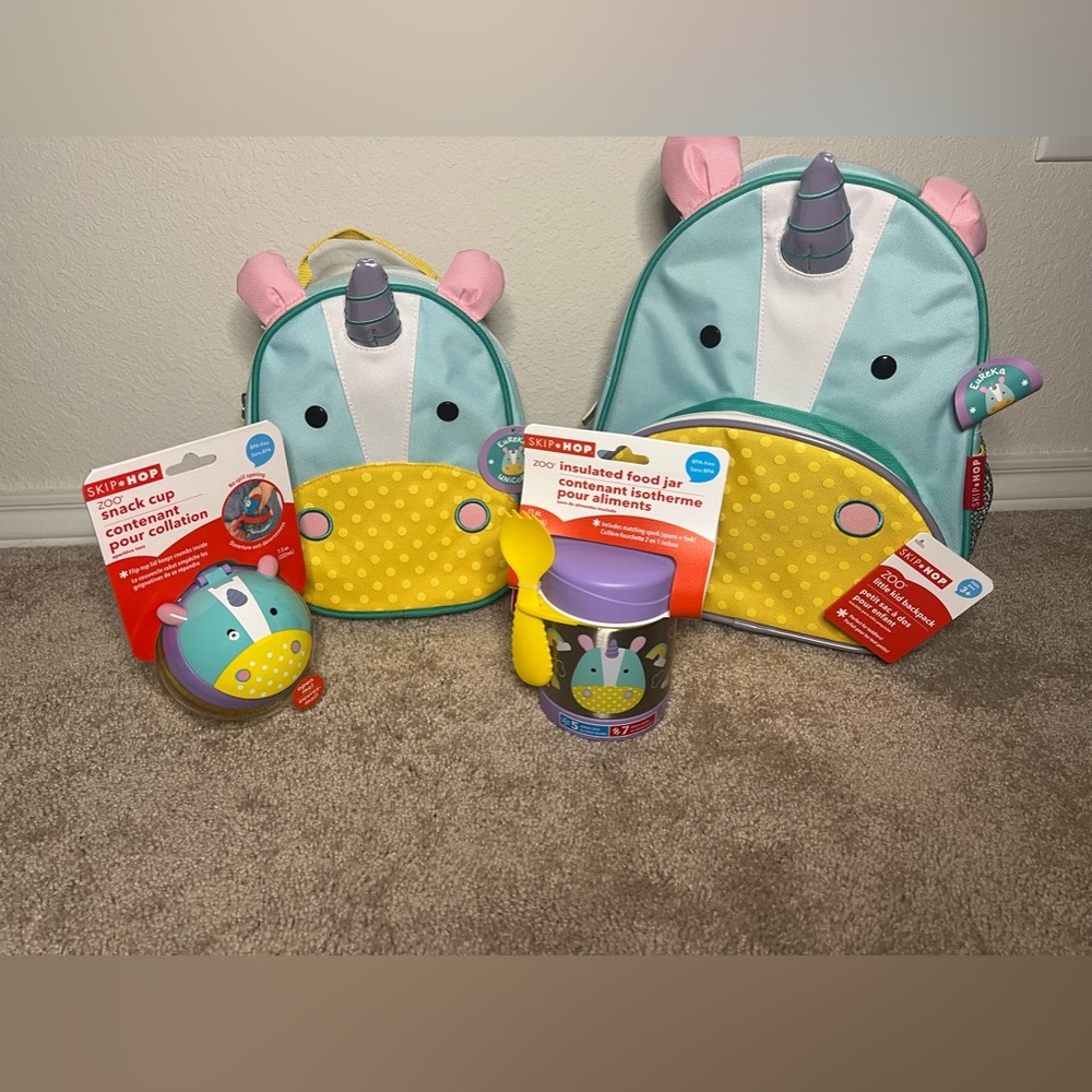 New SkipHop Eureka backpacks Snack cup and insulated food jar bundle